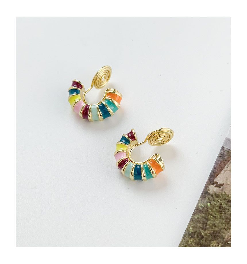 (various designs) Earring Alloy Hoop Open Glaze /