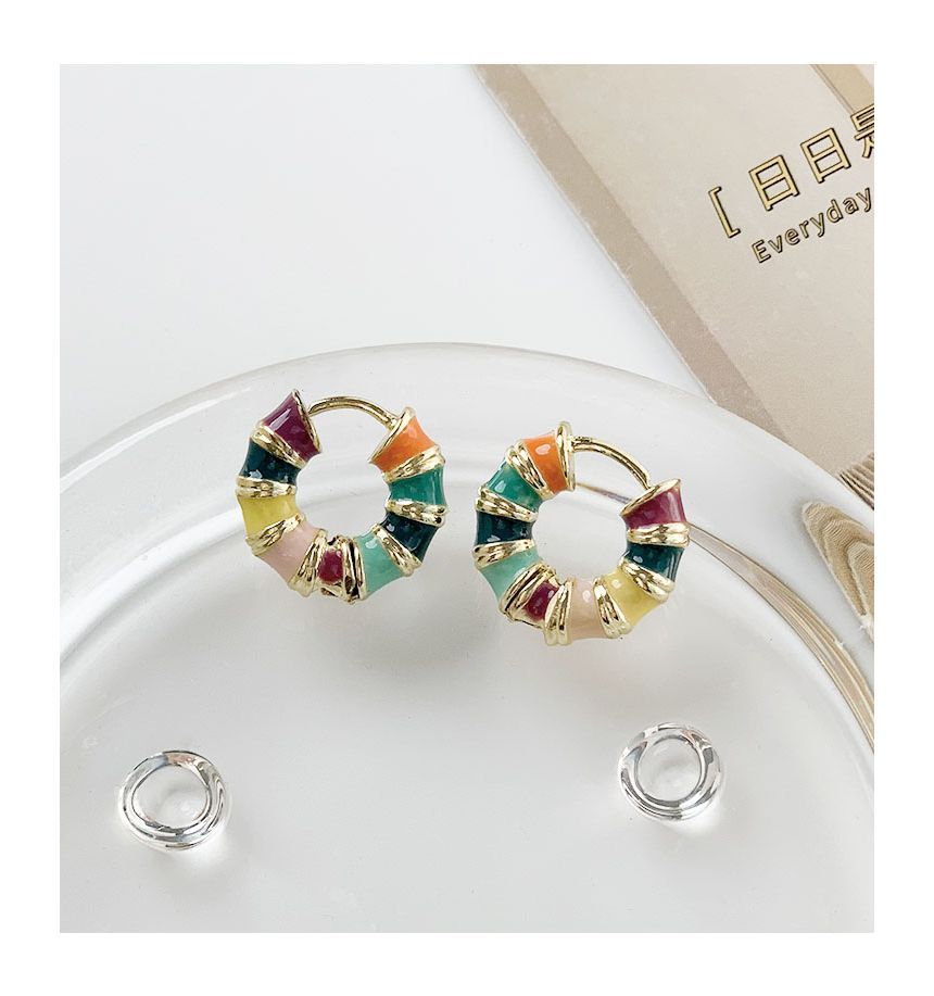 (various designs) Earring Alloy Hoop Open Glaze /