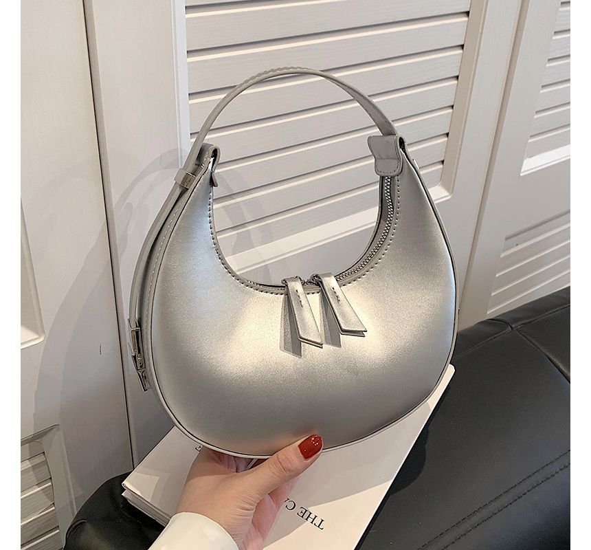 Zip Faux Shoulder Leather Bag