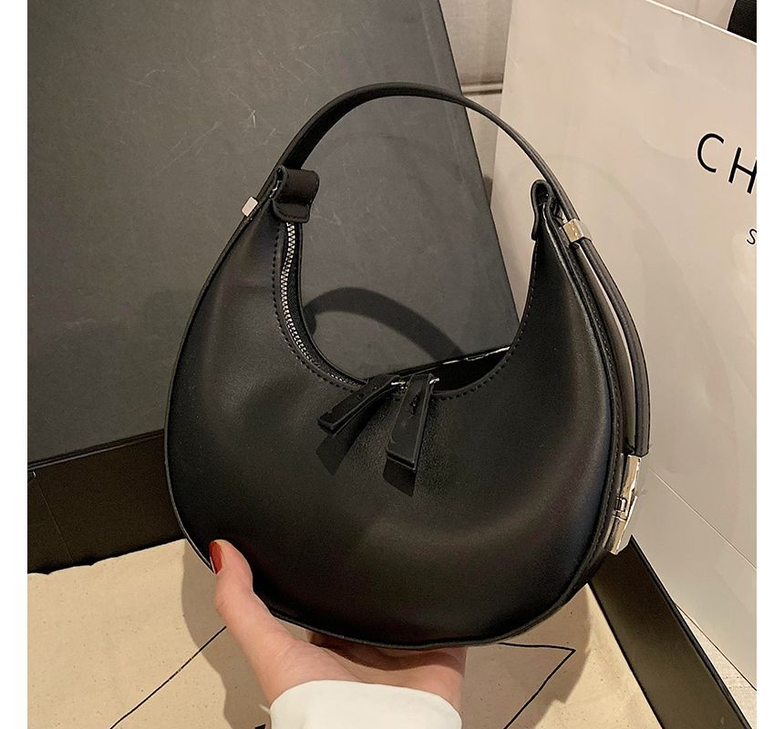 Zip Faux Shoulder Leather Bag