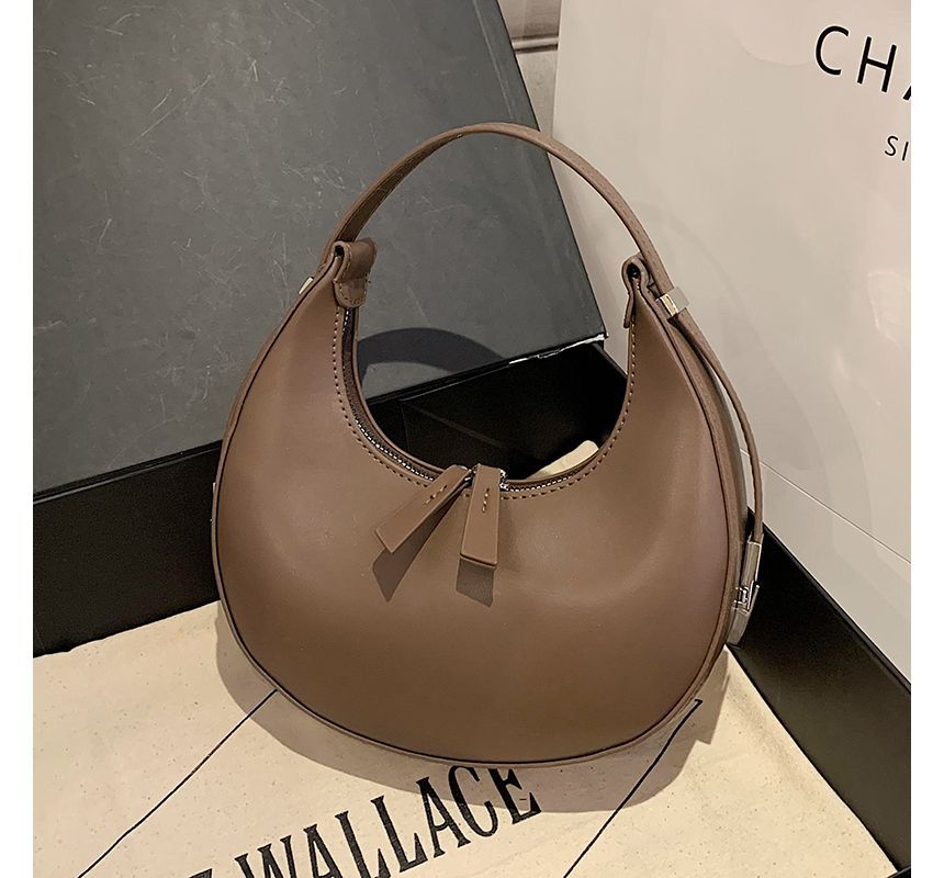 Zip Faux Shoulder Leather Bag