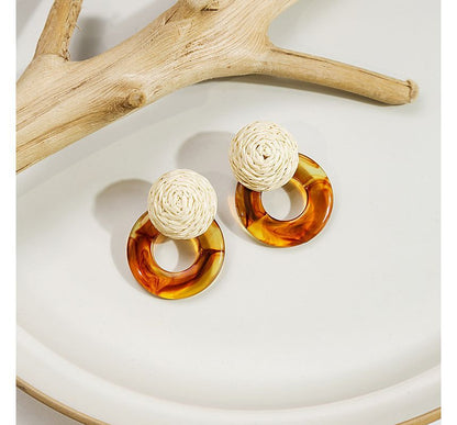 Resin Round Woven Earring