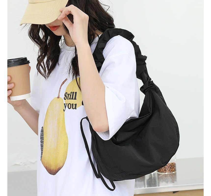 Nylon Hobo Drawstring Bag Plain