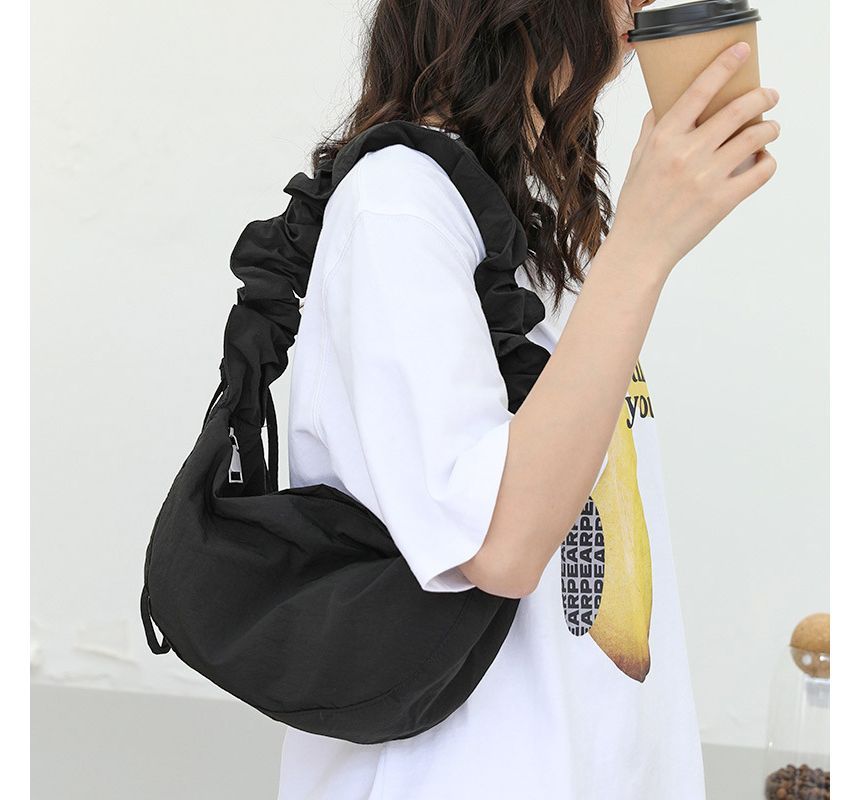 Nylon Hobo Drawstring Bag Plain