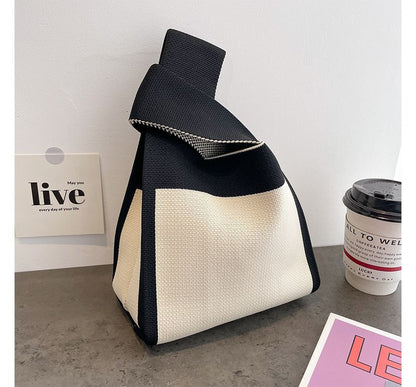 Two Tone Knit Tote Bag