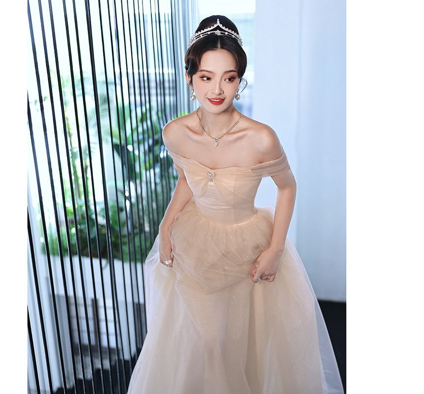 Cocktail / Midi Gown Plain Evening A-Line Dress Mesh