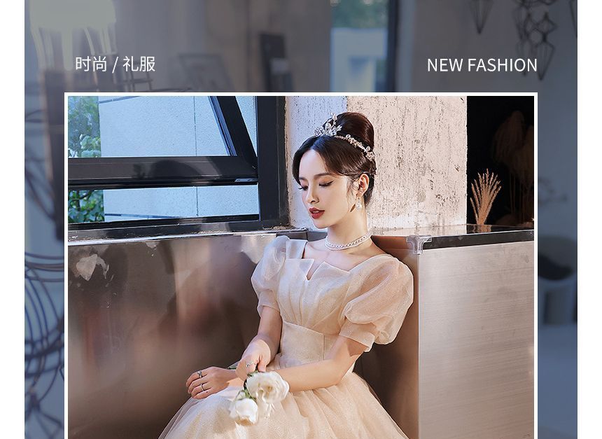 Cocktail / Midi Gown Plain Evening A-Line Dress Mesh