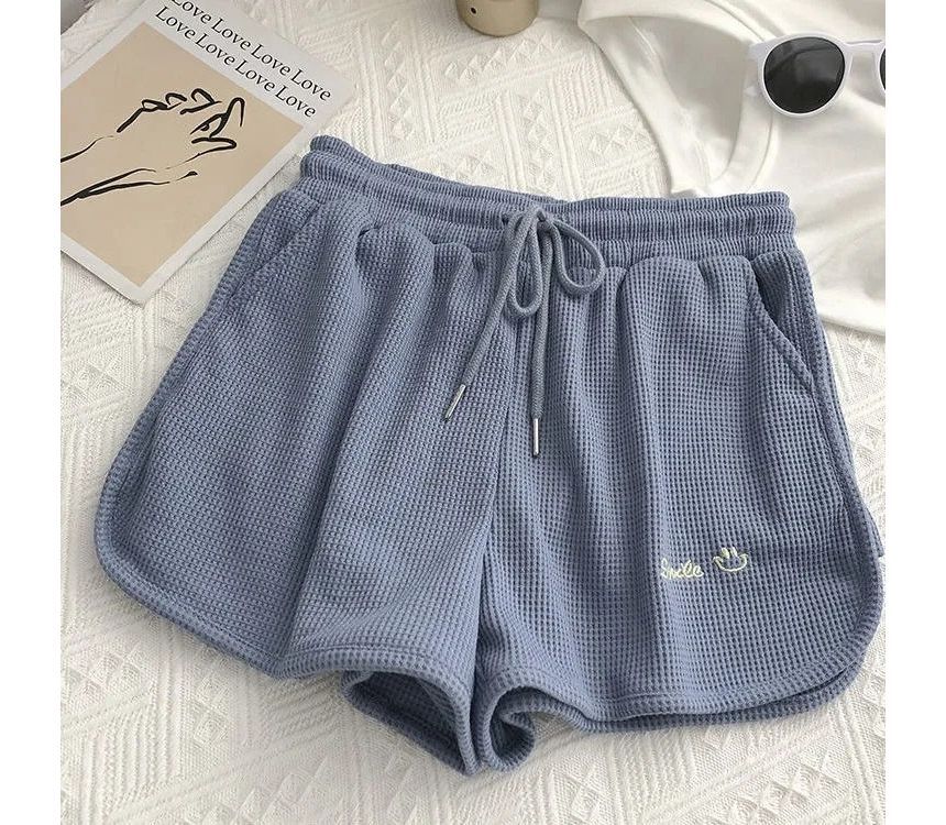 Letter High Embroidered Shorts Waist
