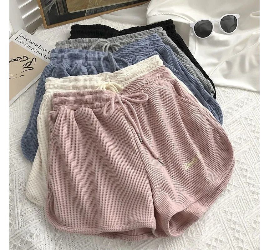 Letter High Embroidered Shorts Waist