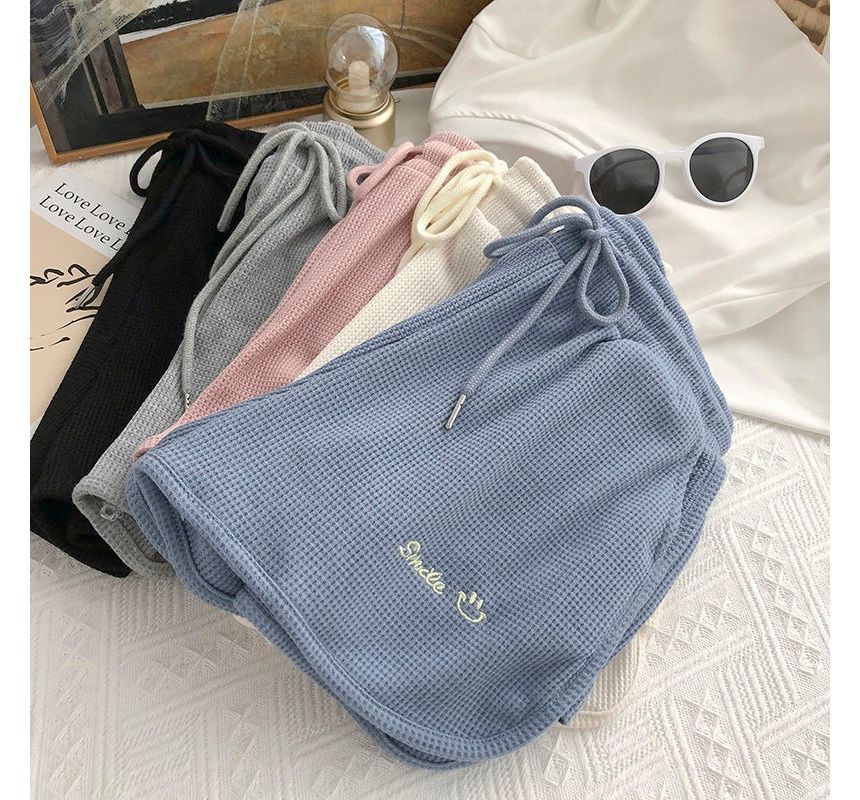 Letter High Embroidered Shorts Waist