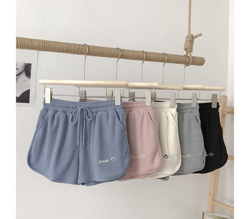 Letter High Embroidered Shorts Waist