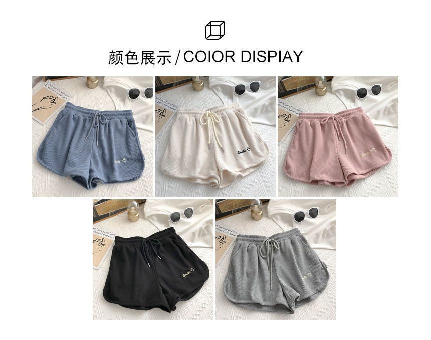 Letter High Embroidered Shorts Waist