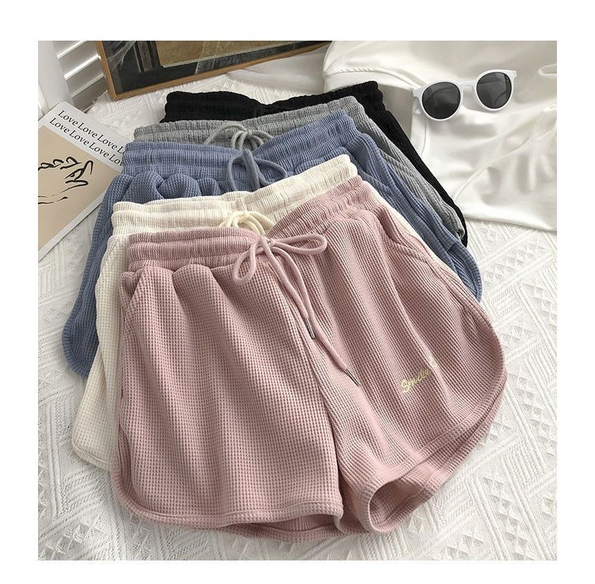 Letter High Embroidered Shorts Waist