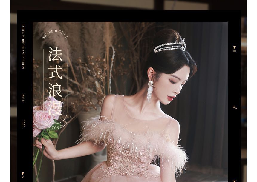 Gown Mesh A-Line Evening Fluffy