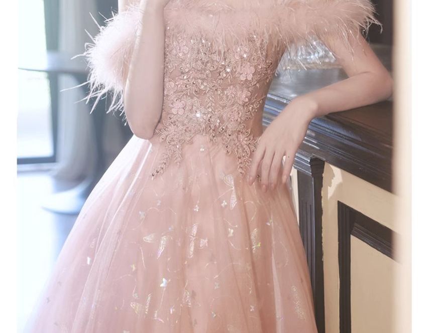 Gown Mesh A-Line Evening Fluffy