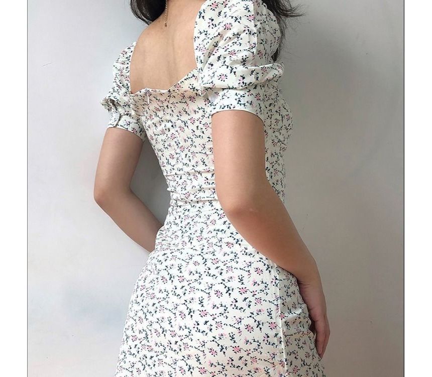 Floral Mini Sheath Dress Short-Sleeve