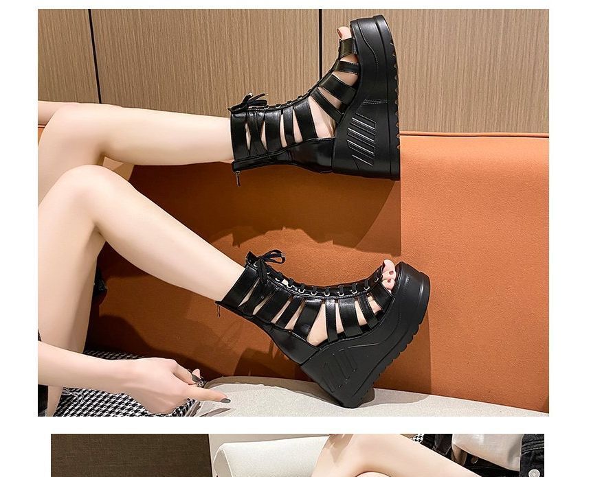 Gladiator Sandals Lace-Up Heel Platform Wedge