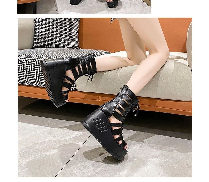 Gladiator Sandals Lace-Up Heel Platform Wedge