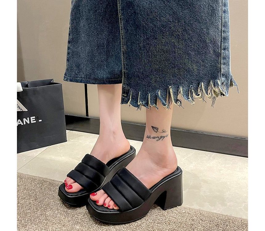 Square-Toe Sandals Slide Platform