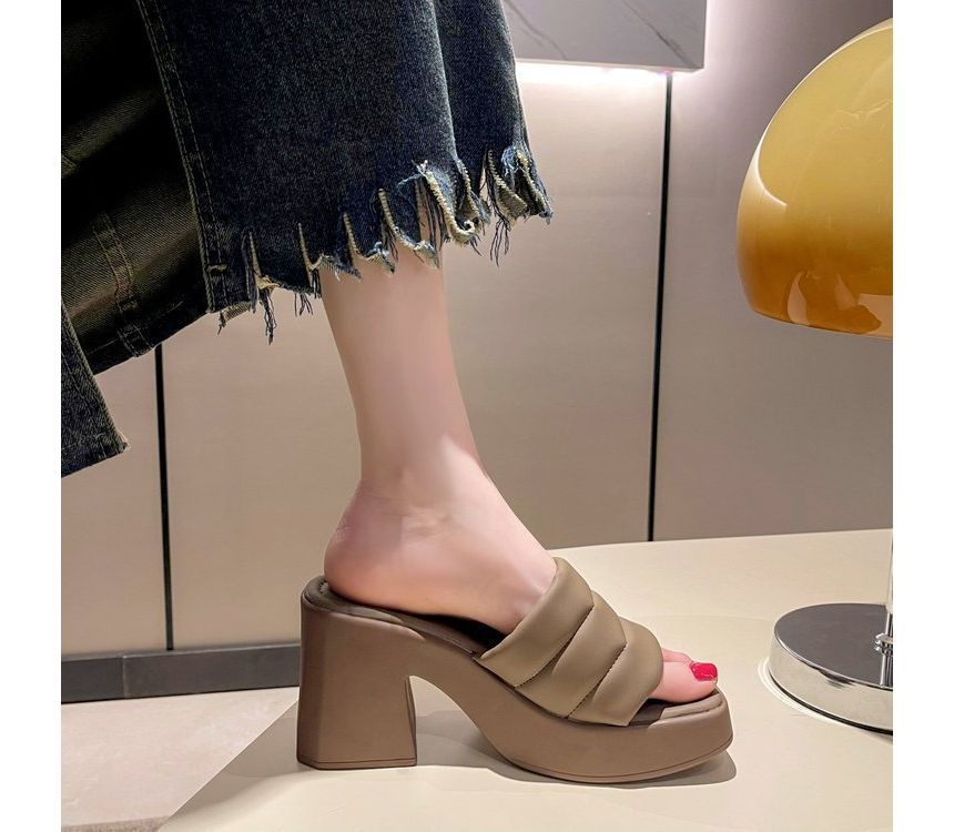 Square-Toe Sandals Slide Platform