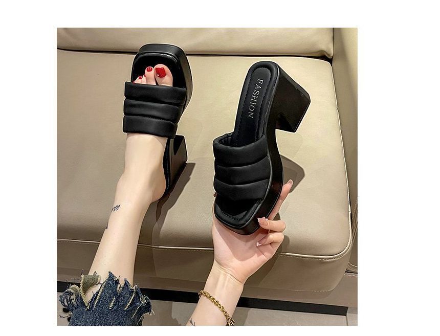 Square-Toe Sandals Slide Platform