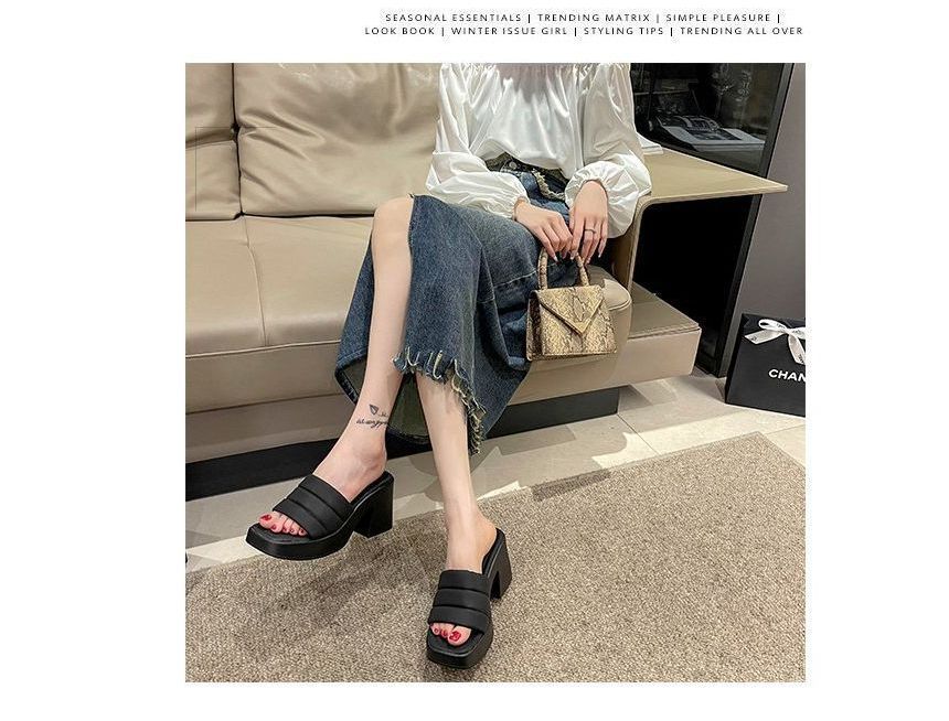 Square-Toe Sandals Slide Platform