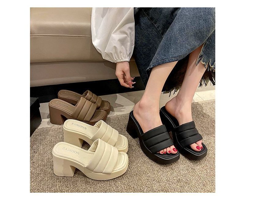 Square-Toe Sandals Slide Platform