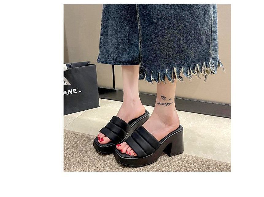 Square-Toe Sandals Slide Platform