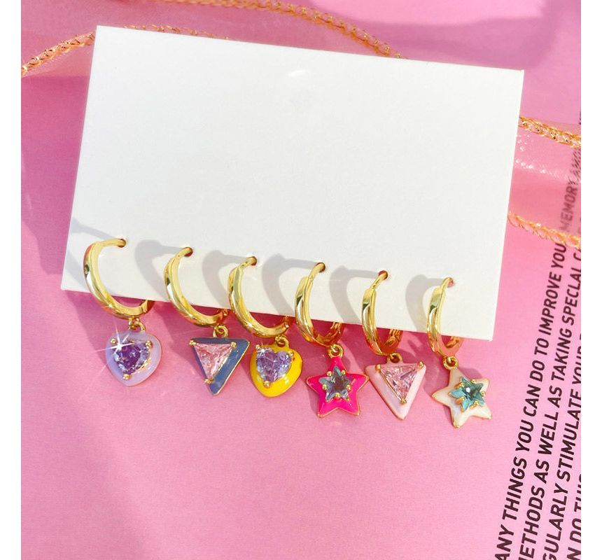 (Various Star Earring Set Alloy Designs) of 6: Dangle