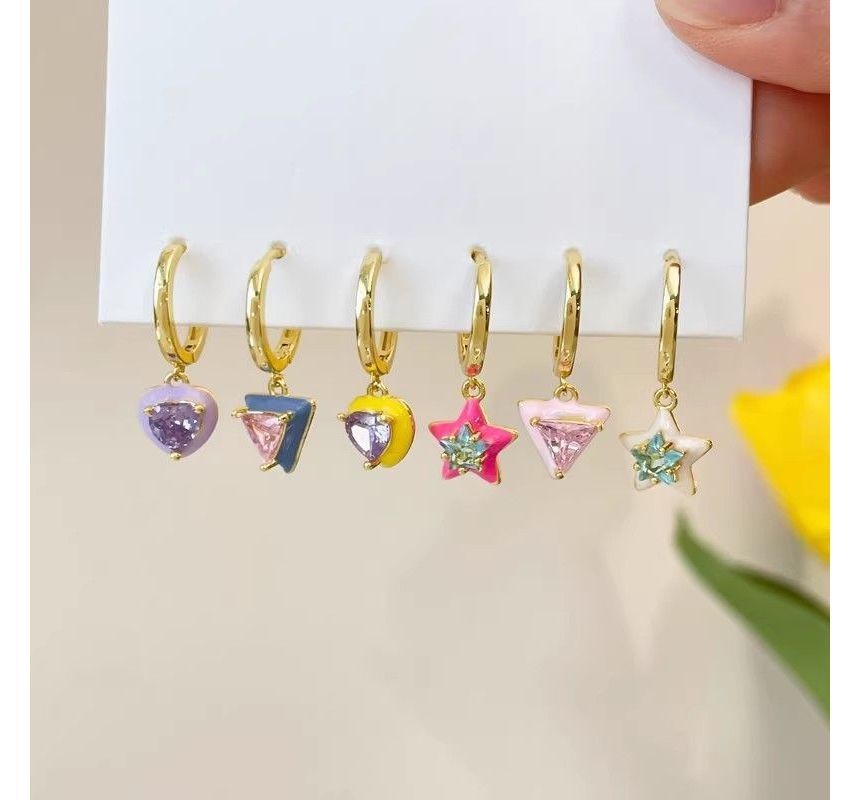 (Various Star Earring Set Alloy Designs) of 6: Dangle