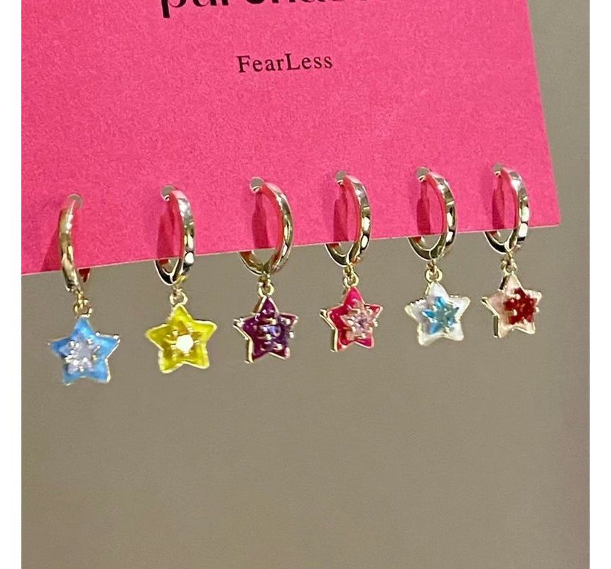 (Various Star Earring Set Alloy Designs) of 6: Dangle