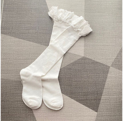 Plain Eyelet Lace Ruffled Socks