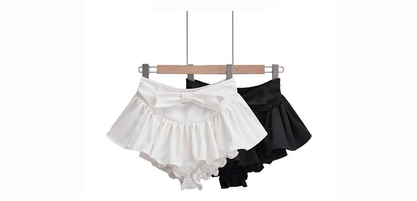 Skirt Mini Mid Plain Waist A-Line bow