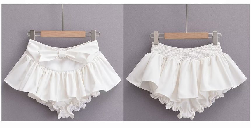 Skirt Mini Mid Plain Waist A-Line bow
