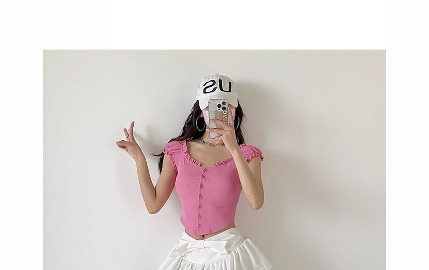 Skirt Mini Mid Plain Waist A-Line bow