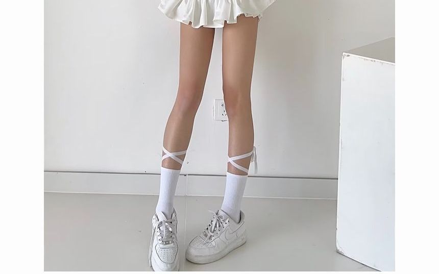 Skirt Mini Mid Plain Waist A-Line bow