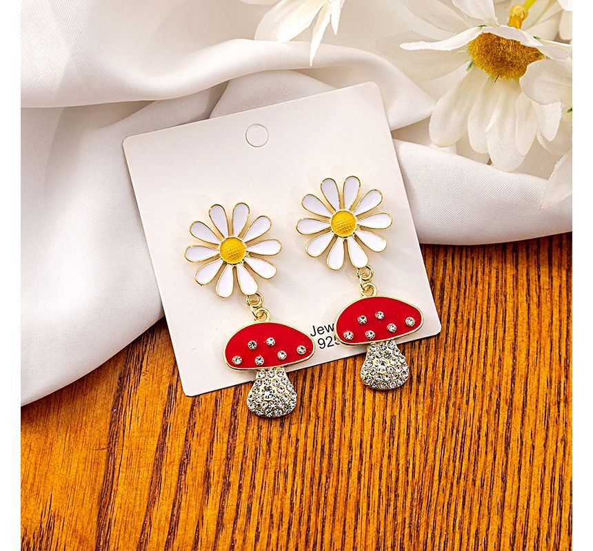 Mushroom Rhinestone Drop Earring