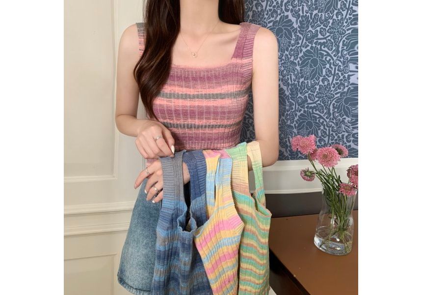 Striped Sleeveless Knit Top
