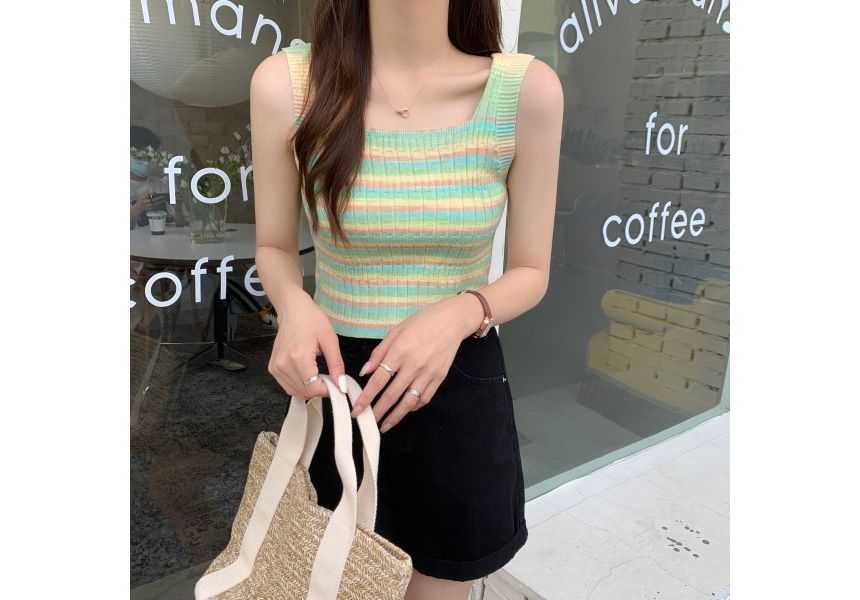 Striped Sleeveless Knit Top