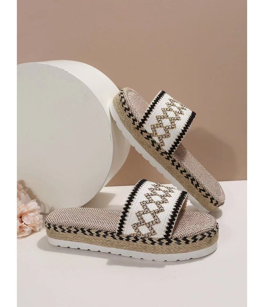 Slide Platform Patterned Sandals