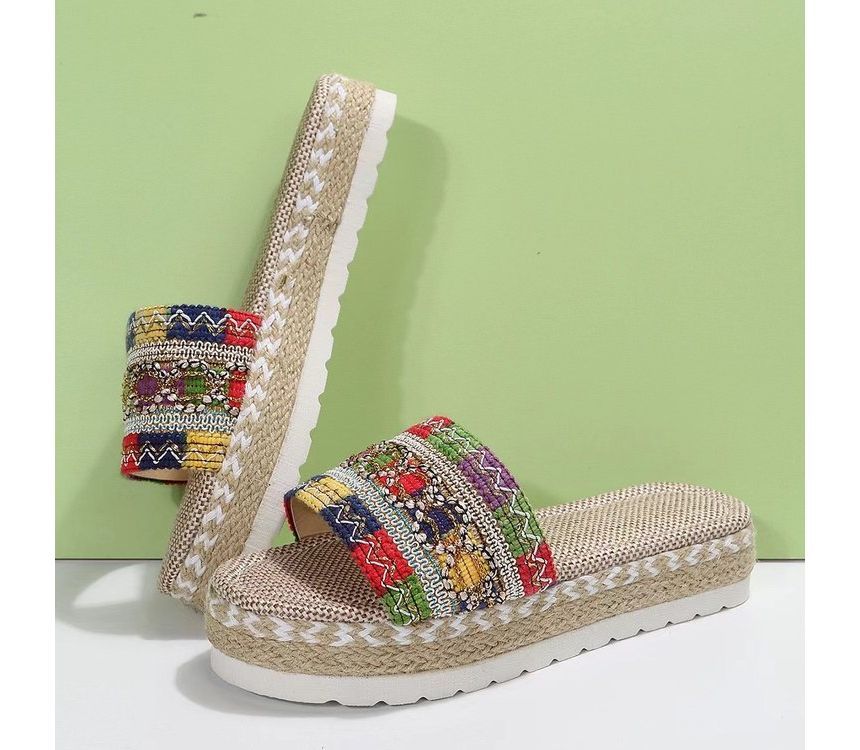 Slide Platform Patterned Sandals