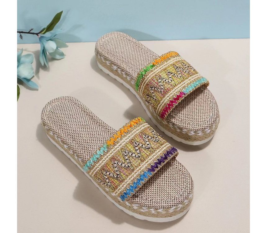 Slide Platform Patterned Sandals