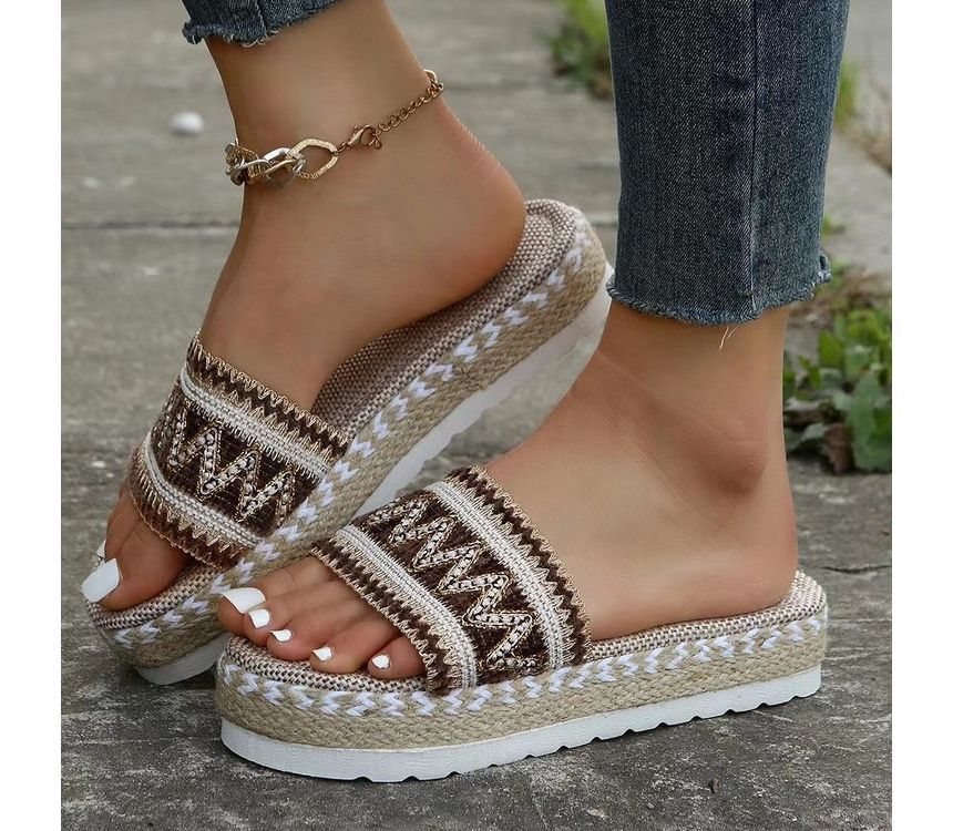 Slide Platform Patterned Sandals