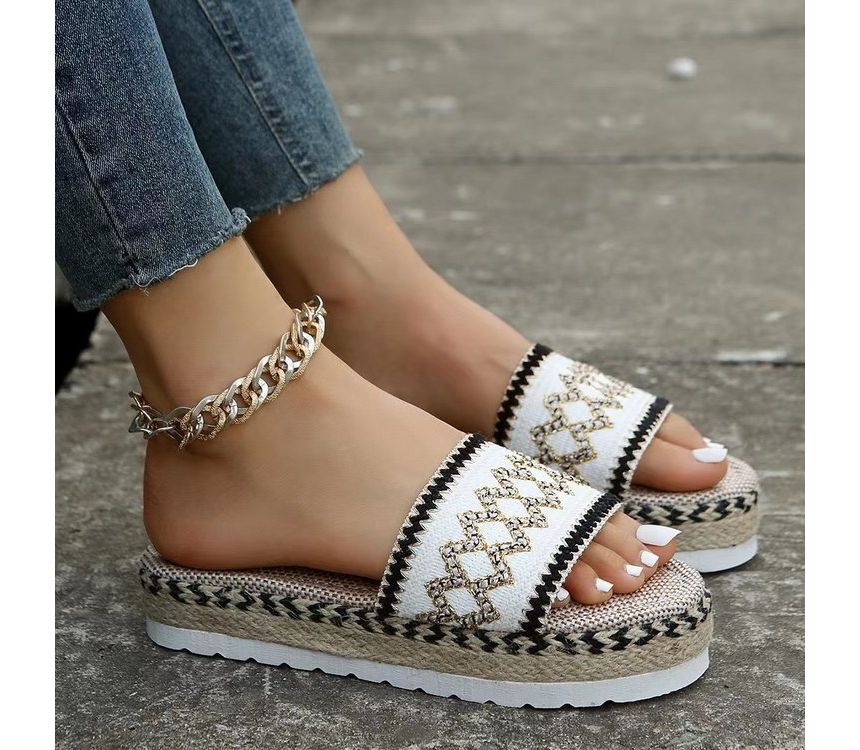 Slide Platform Patterned Sandals
