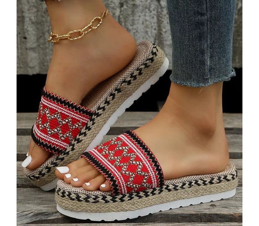 Slide Platform Patterned Sandals
