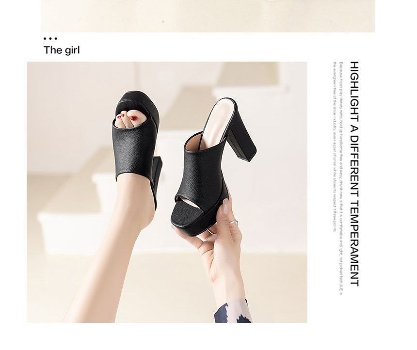 Slide Sandals Chunky Heel Platform