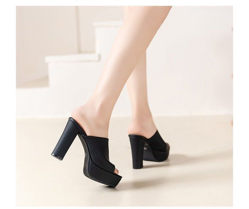 Slide Sandals Chunky Heel Platform