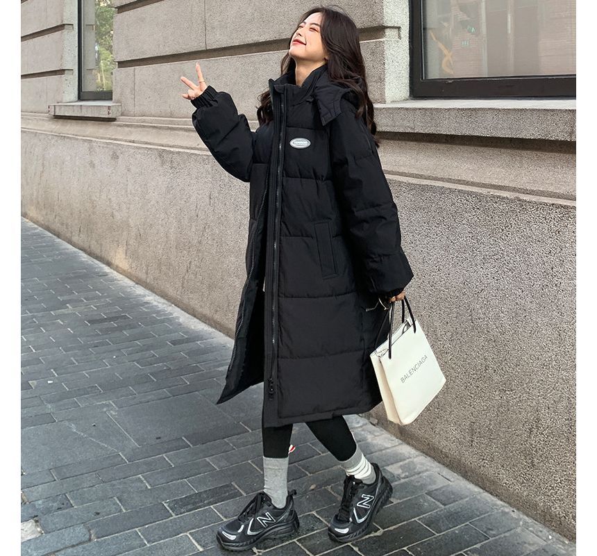 Hooded Plain Puffer Coat