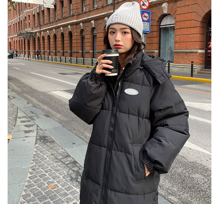 Hooded Plain Puffer Coat