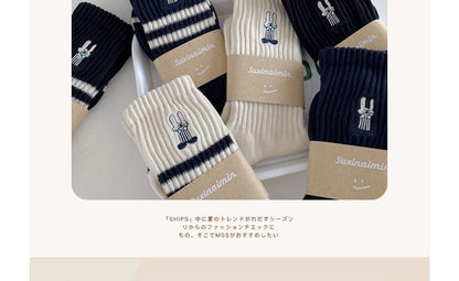 Rabbit Embroidered Socks